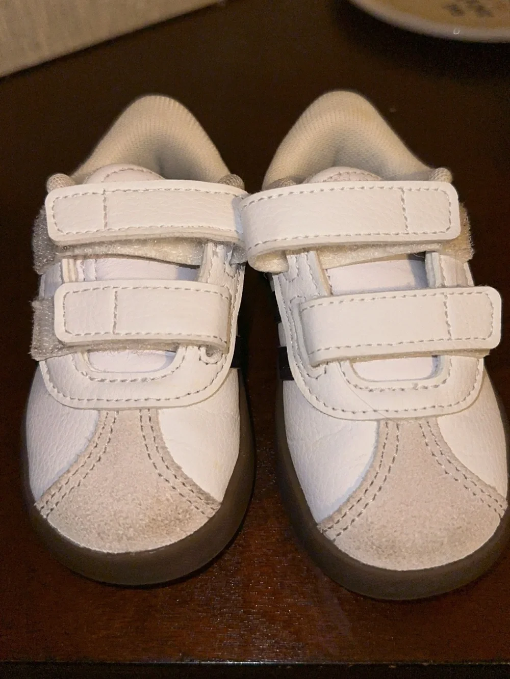 adidas White and Black Toddler Velcro Sneakers